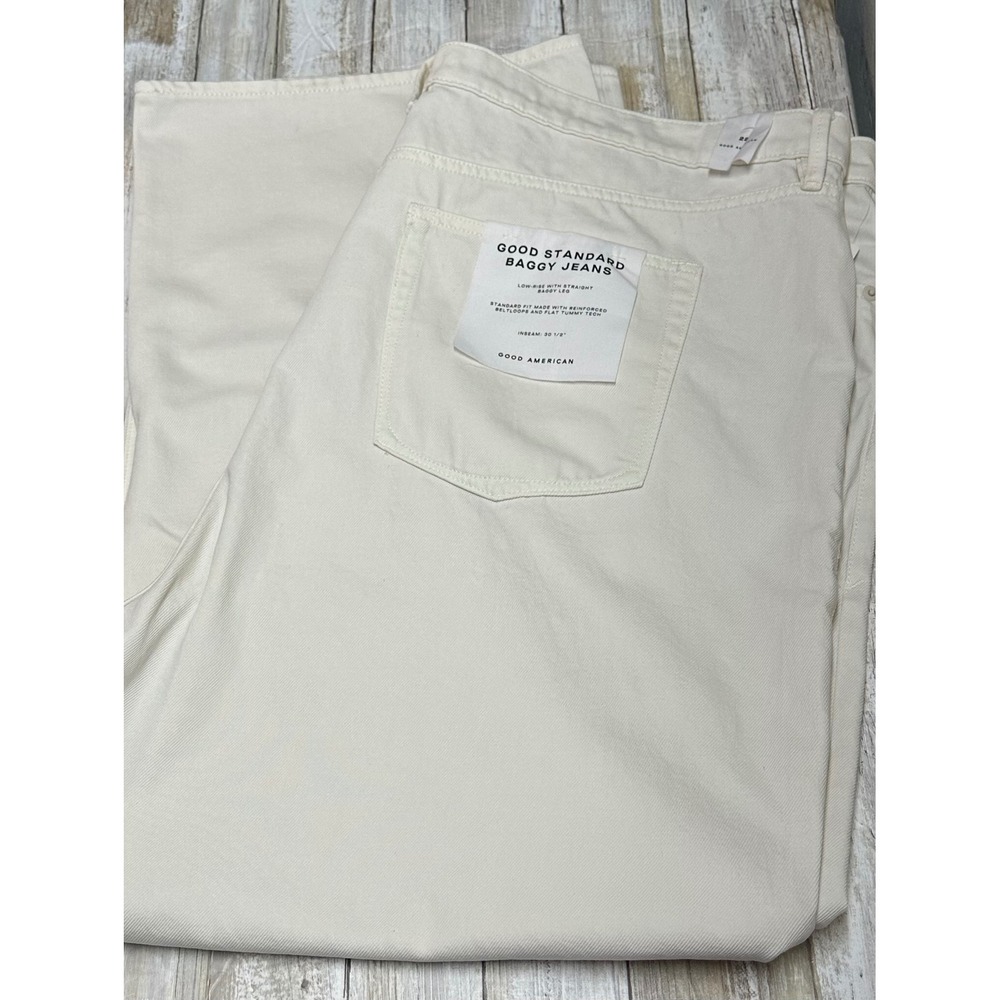 Good American Good Standard Baggy Jeans Cloud White Low Rise‎ Size 22 NWT